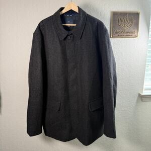 Men's‎ Brooks Brothers Gray Wool Blend Button and Zip Front Overcoat Size XXL